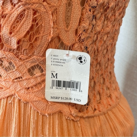 Free People Adella Slip Maxi Dress Womens Bralette Strappy Pretty Peach Sz M NWT - Picture 6 of 10